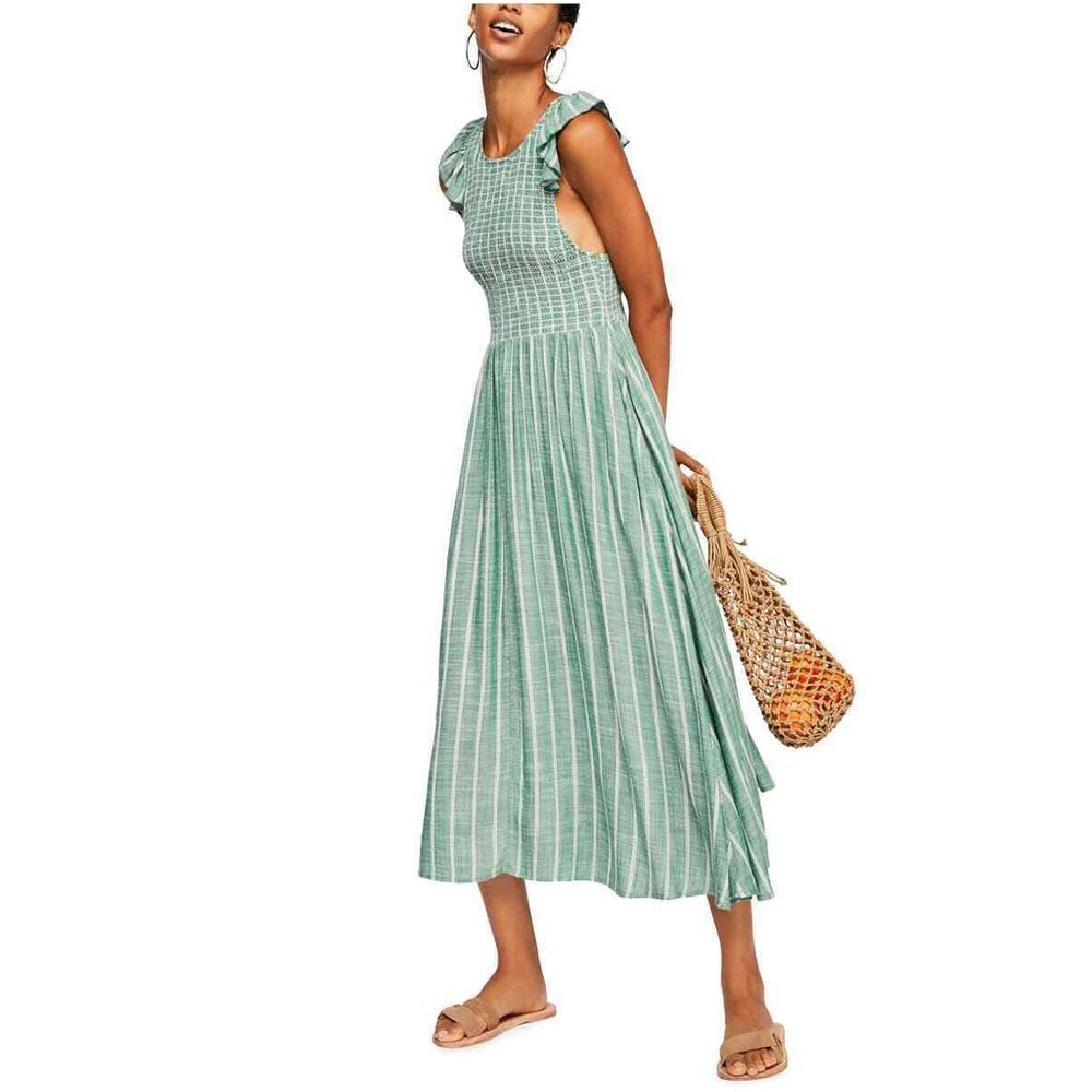 Free People Chambray Butterflies Midi Dress S